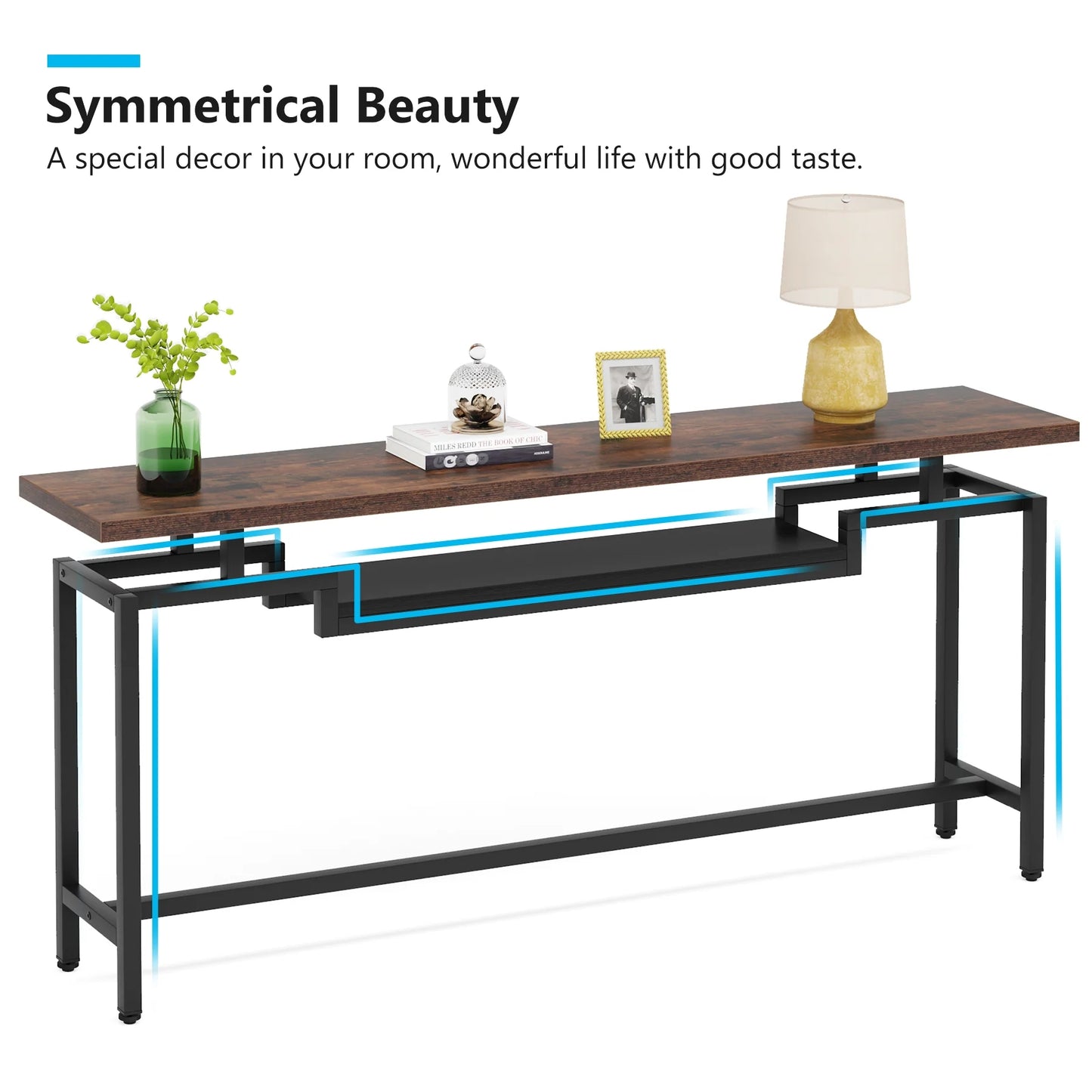 Tribesigns Console Table, 70" Sofa Table with 2 Tier Storage Shelves