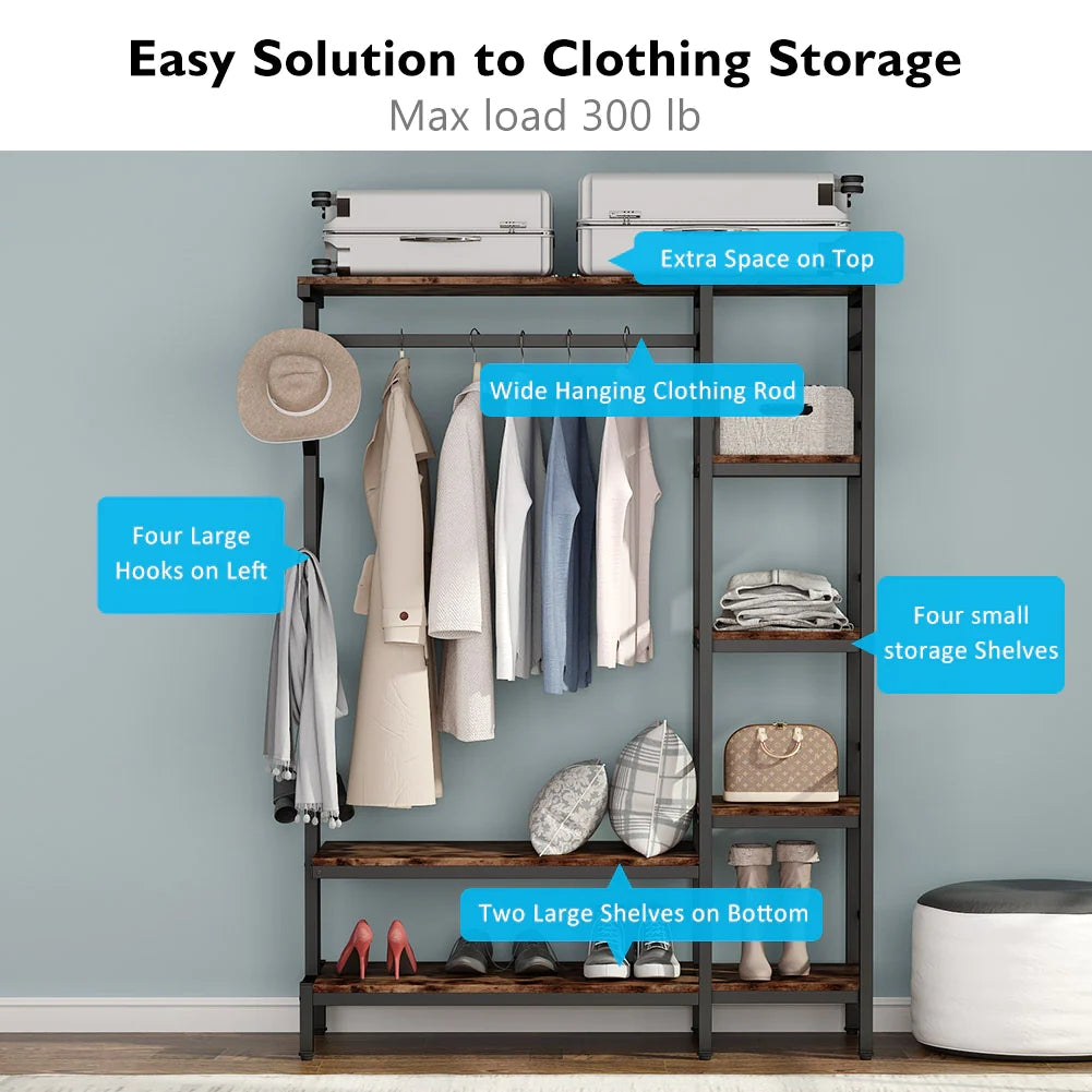 Tribesigns Freestanding Closet Organizer, Heavy Duty Clothes Shelf