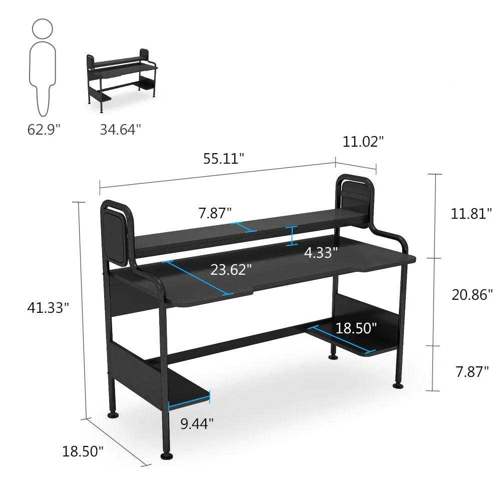 Tribesigns Gaming Desk, 55-Inch Computer Desk with Monitor Shelf