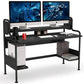 Tribesigns Gaming Desk, 55-Inch Computer Desk with Monitor Shelf