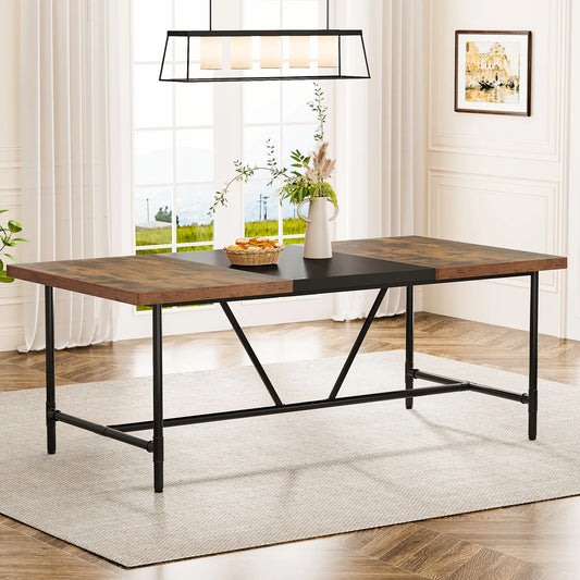 Tribesigns Dining Table, Industrial Breakfast Dinner Table for 6-8 people