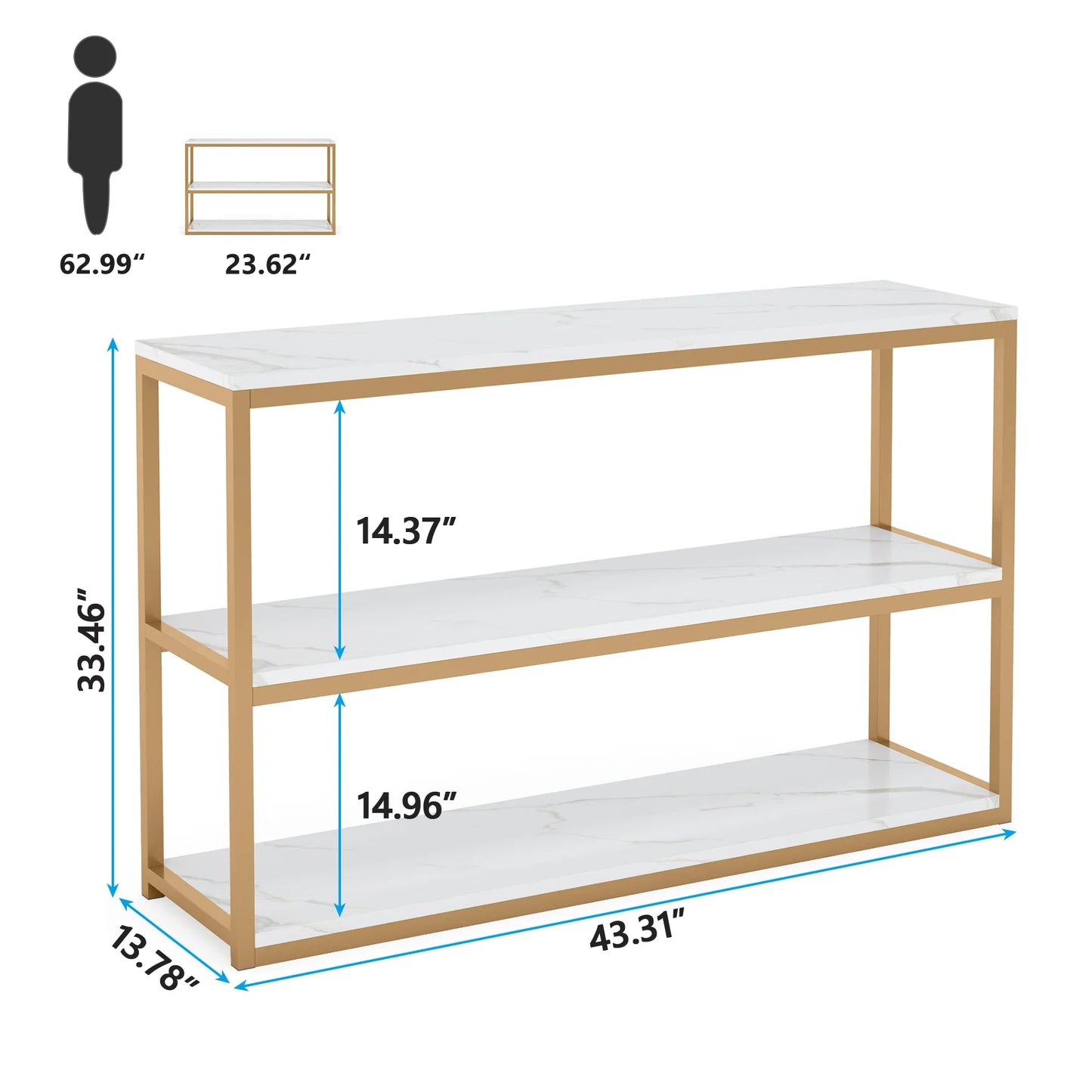 Tribesigns Console Table, Faux Marble Top 3-Tier Sofa Entryway Table