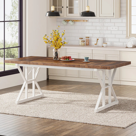 Tribesigns Dining Table, Farmhouse 70.8" Kitchen Table for 6 People