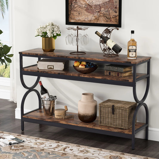 Tribesigns Console Table, 55" Sofa Table with 3-Tier Storage Shelves