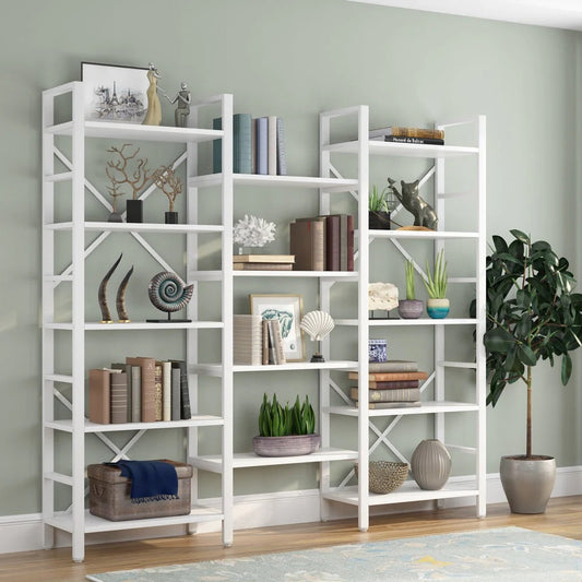 Tribesigns Bookshelf, Industrial Triple Wide 14 Shelves Etagere Bookcase