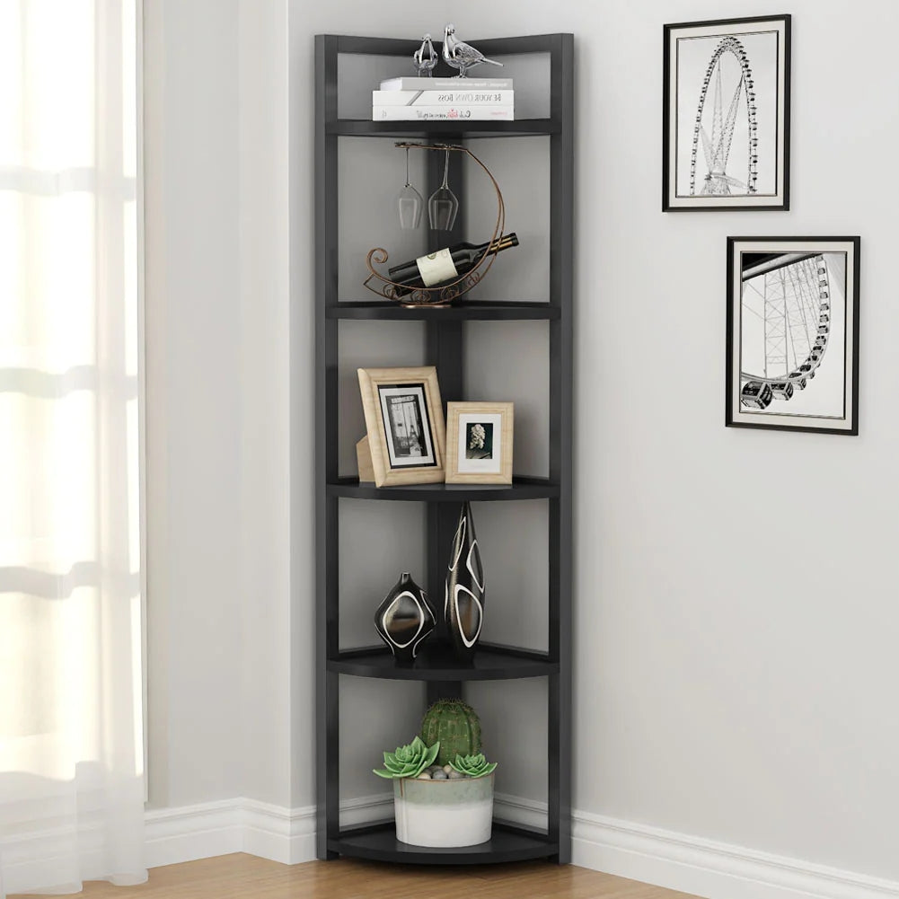 Tribesigns Corner Shelf, 5-Tier Corner Bookshelf Storage Rack Plant Stand