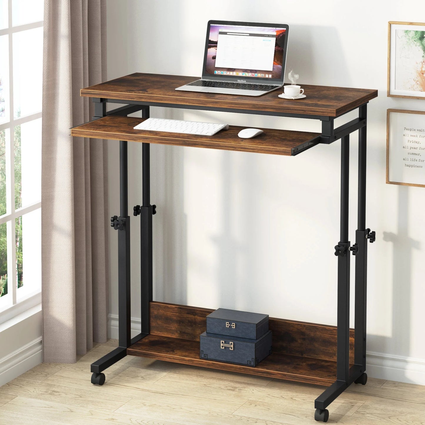 Tribesigns Height Adjustable Desk, Rolling Standing Desk Portable Desk