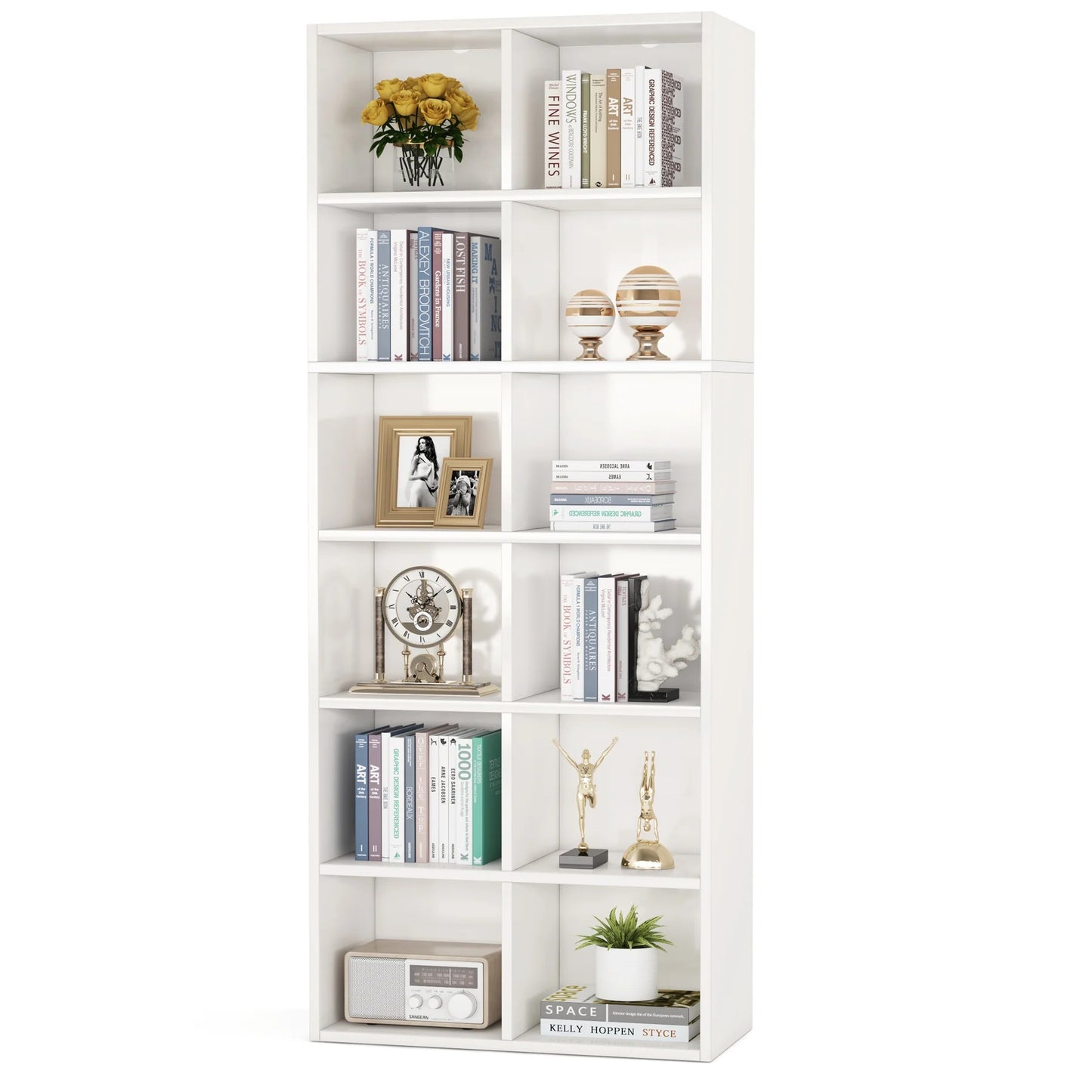 Tribesigns Bookcase, 70.9" Modern Bookshelf with 12 Cube Storage