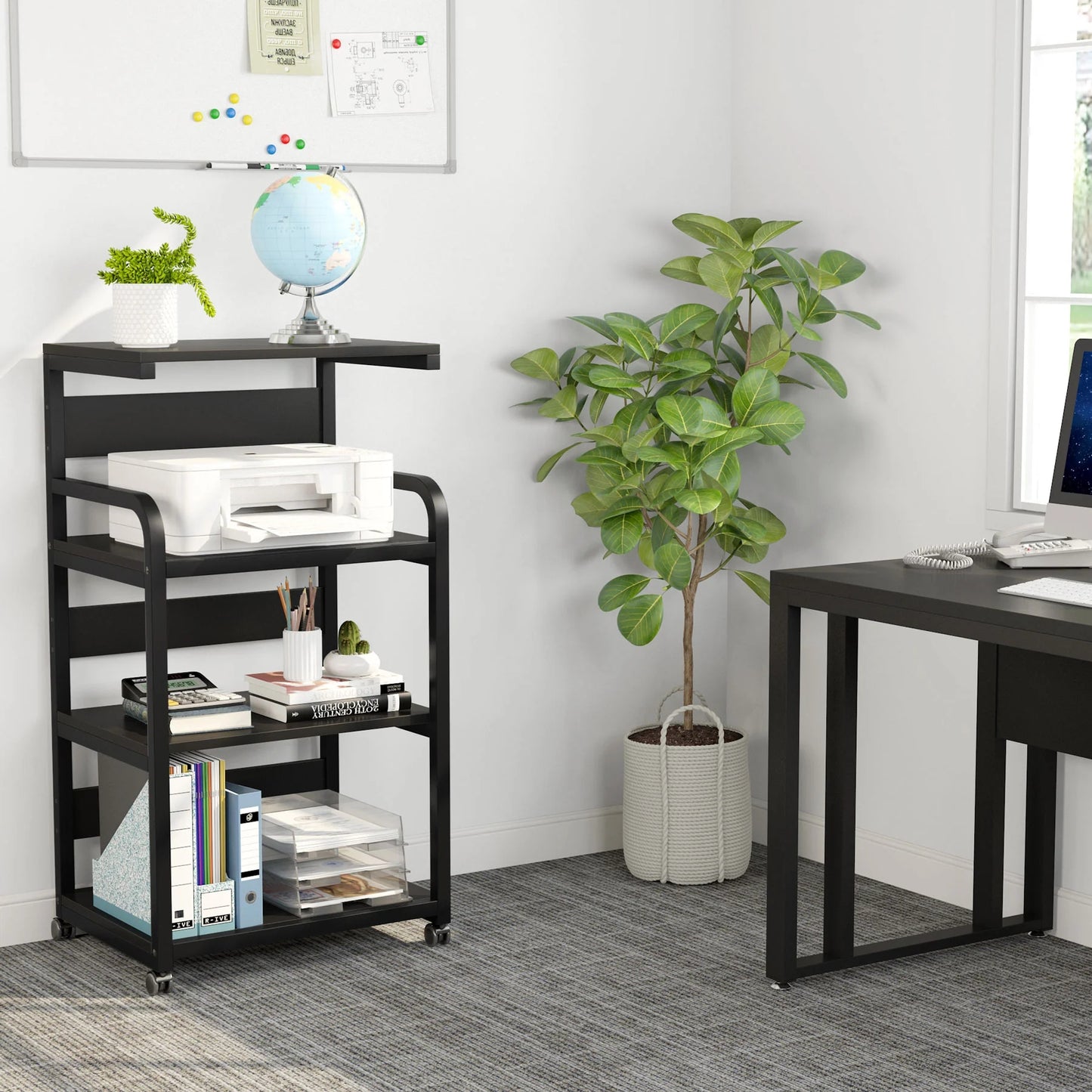 Tribesigns Printer Stand, 4-Shelf Mobile Printer Cart with Storage Shelves