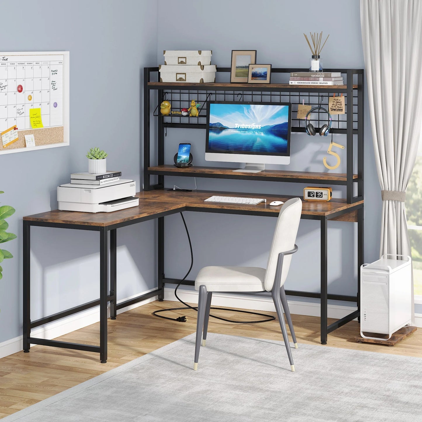 Tribesigns L-Shaped Desk, Reversible Corner Computer Desk with Power Outlet