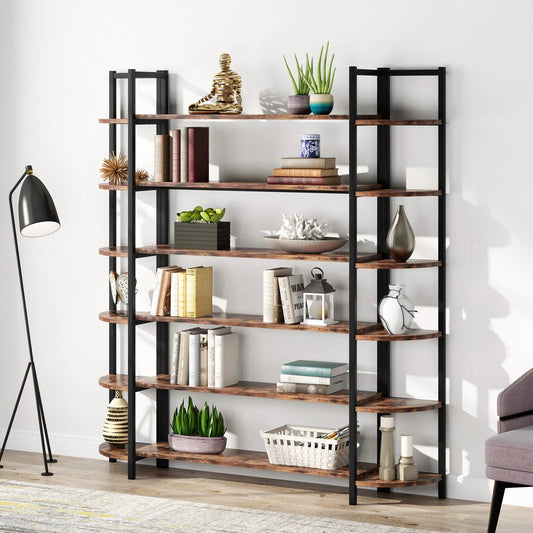 Tribesigns Triple Wide 6-Shelf Bookshelves , 6-Tier Large Etagere Bookcase