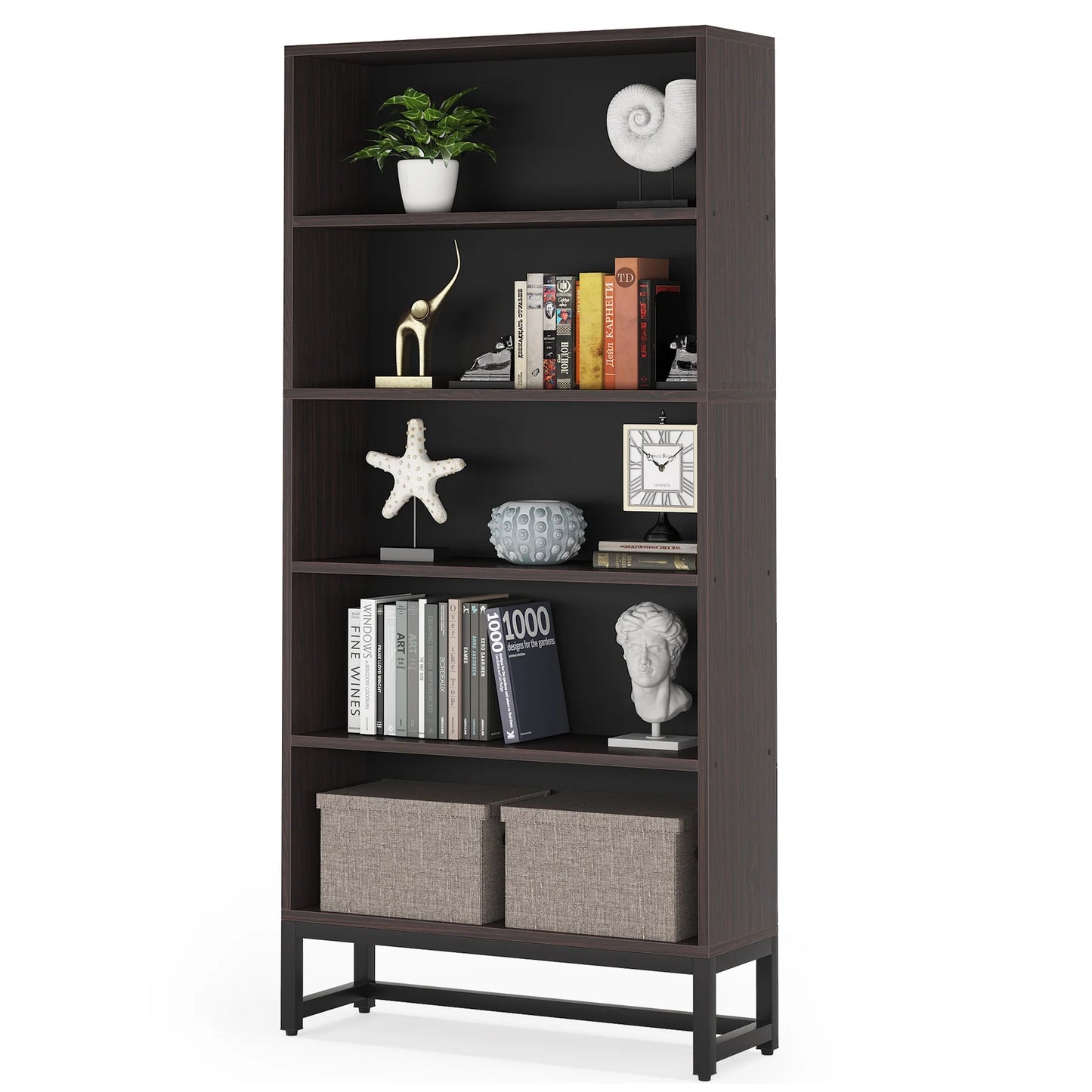 Tribesigns Tall Bookcase and Bookshelf, 70.8” Large Bookcases Organizer