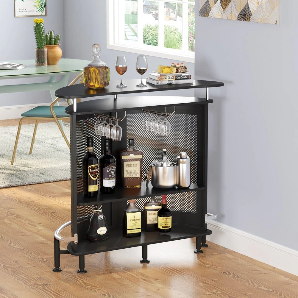 Tribesigns Bar Unit, 3 Tier Home Liquor Bar Table Modern Bar Cabinet