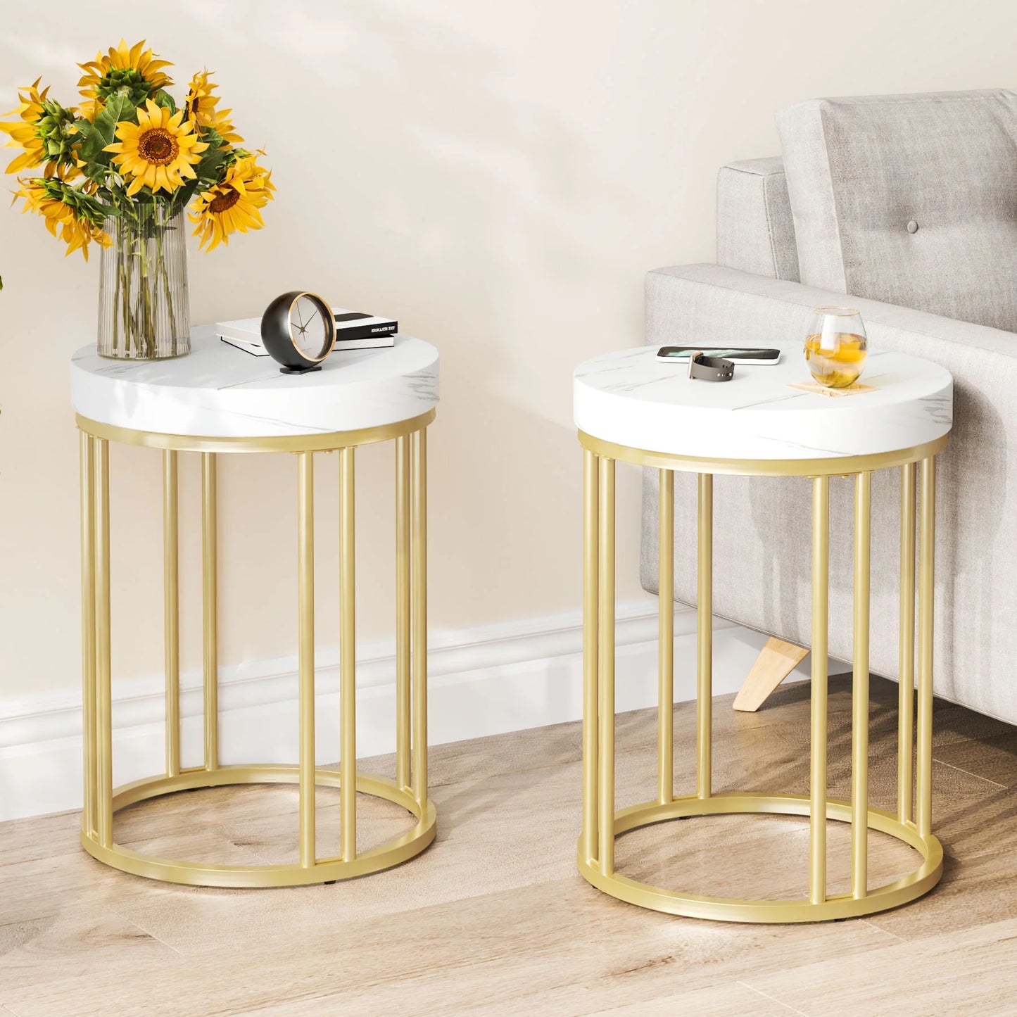 Tribesigns End Table, Modern Round Side Table, Small Nightstand