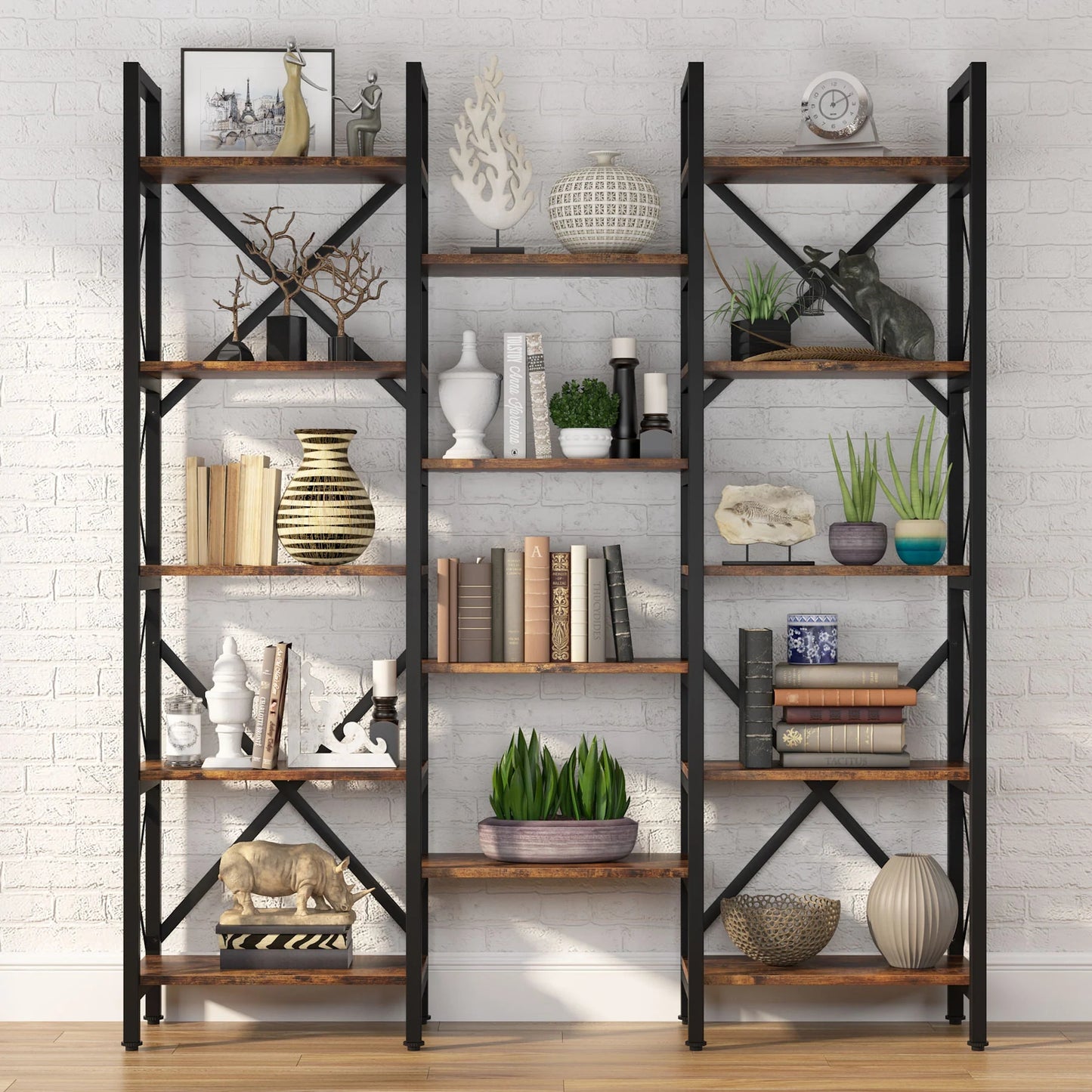 Tribesigns Bookshelf, 59" Triple Wide 5-Shelf Bookcase Display Rack