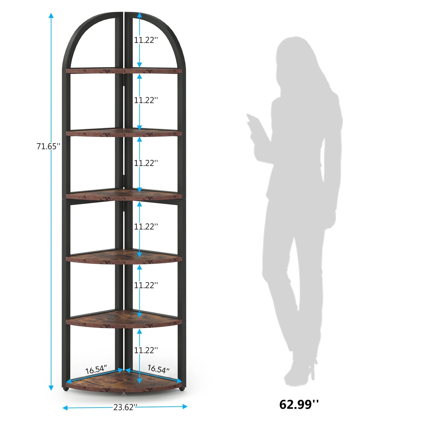 Tribesigns 6 Tier Corner Shelf, 71 inch Tall Corner Bookshelf for Small Space