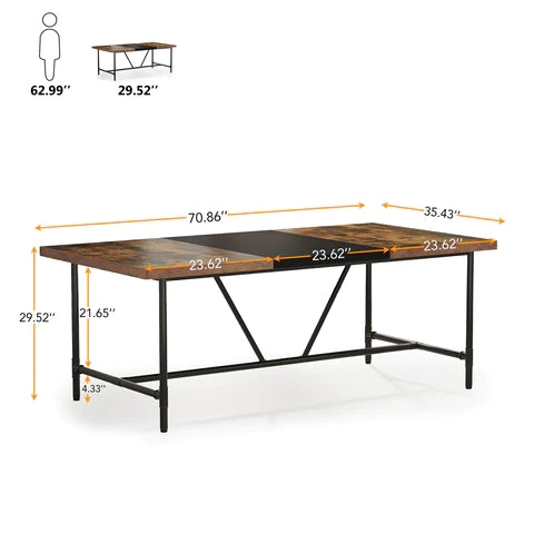 Tribesigns Dining Table, Industrial Breakfast Dinner Table for 6-8 people