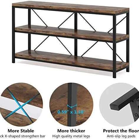 Tribesigns Console Table, 55" Sofa Table TV Stand with 3-Tier Storage Shelves