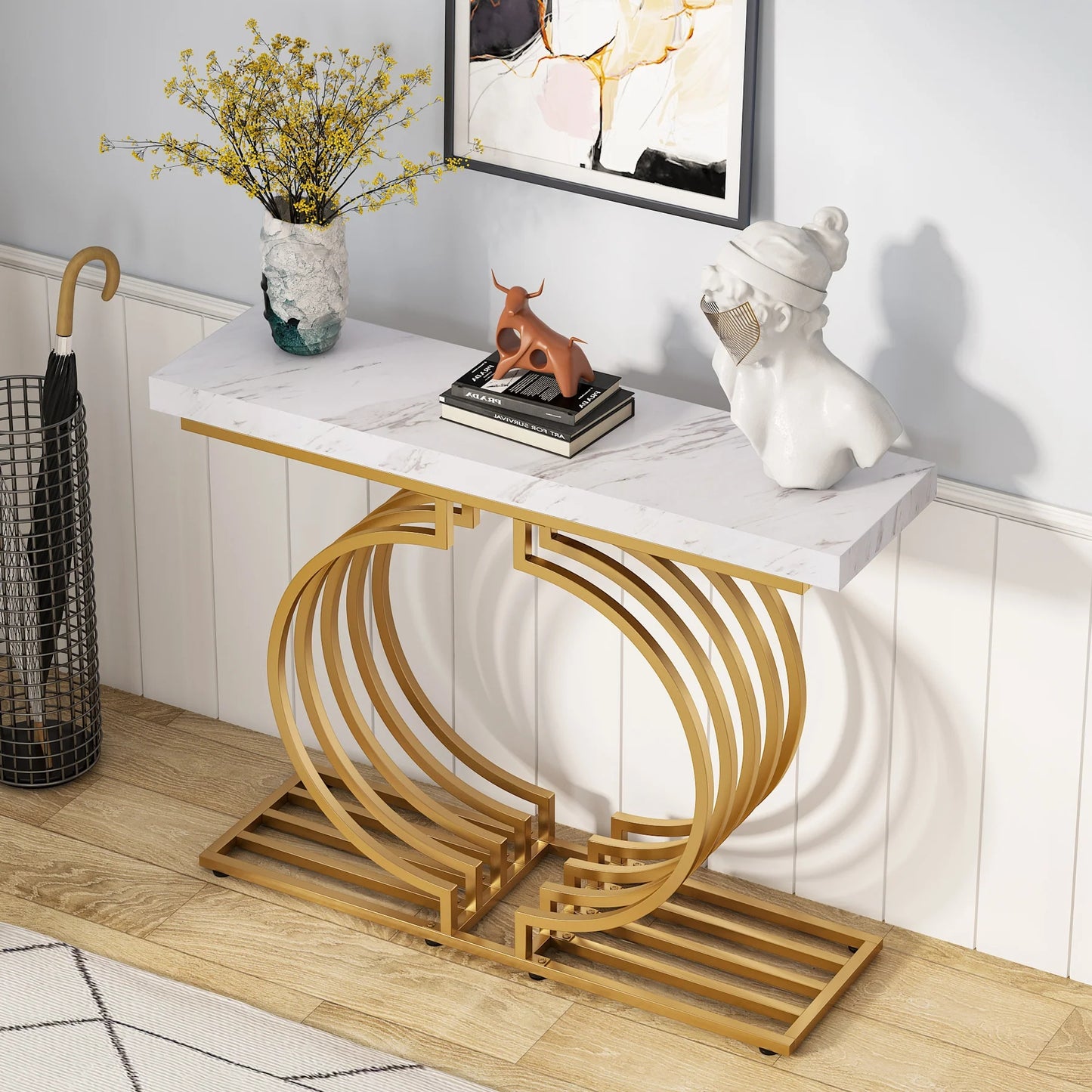 Tribesigns Console Table, 40 inch Entryway Sofa Table with Gold Base