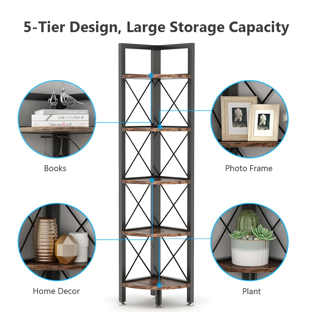 Tribesigns Corner Shelf, 5 Tier / 6Tier Corner Bookshelf Bookcase for Small Space