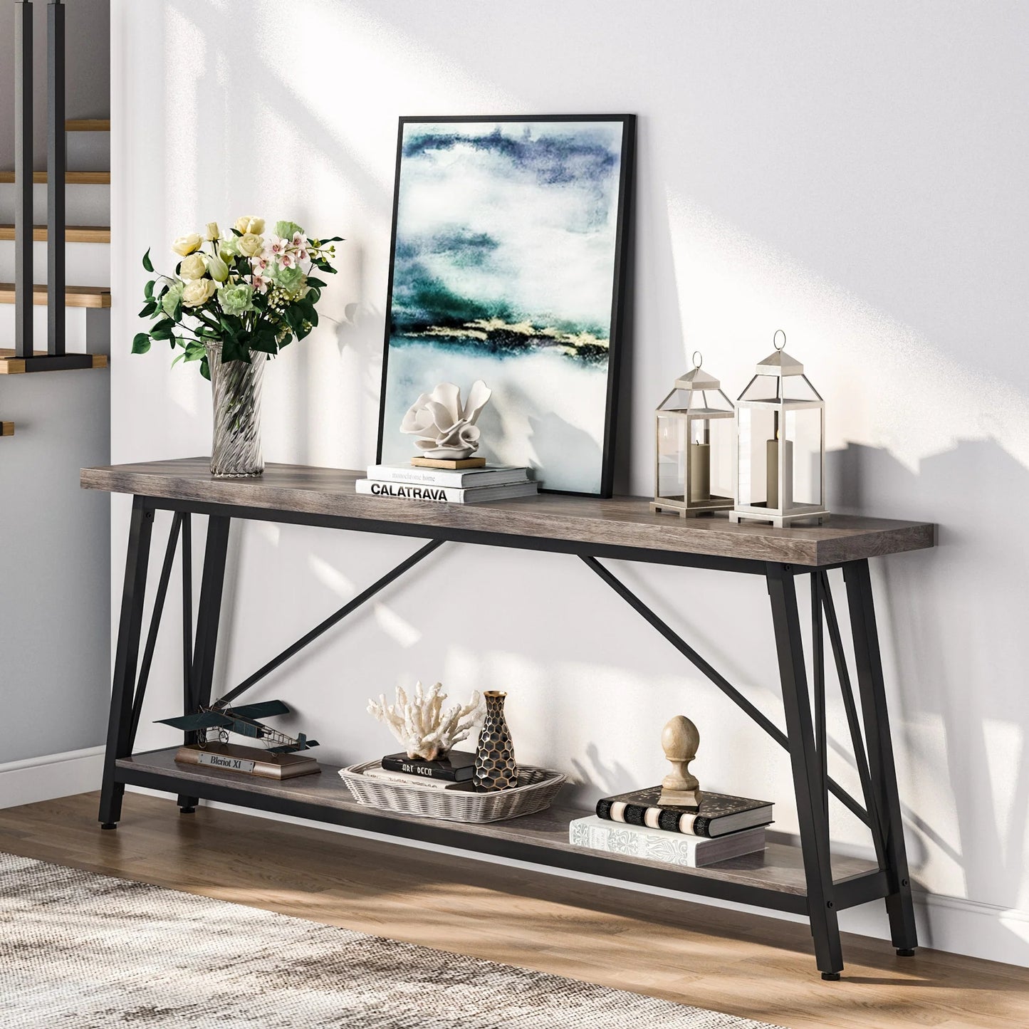 Tribesigns Console Table, 70.9 Inches Extra Long Sofa Table Behind Couch