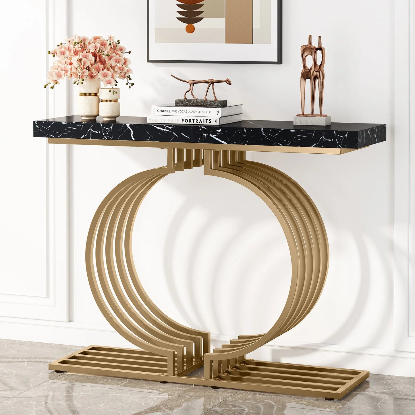 Tribesigns Console Table, 40 inch Entryway Sofa Table with Gold Base