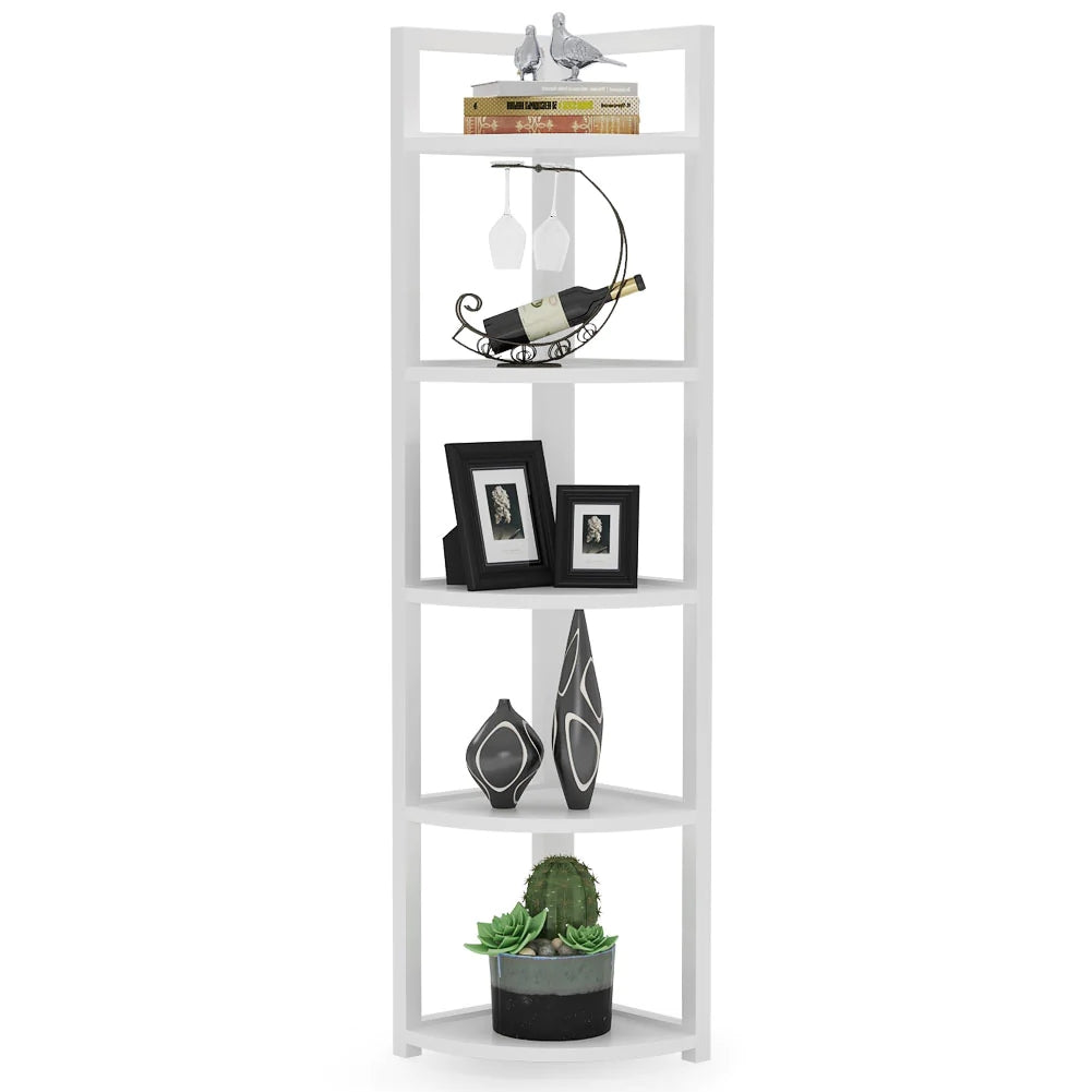 Tribesigns Corner Shelf, 5-Tier Corner Bookshelf Storage Rack Plant Stand