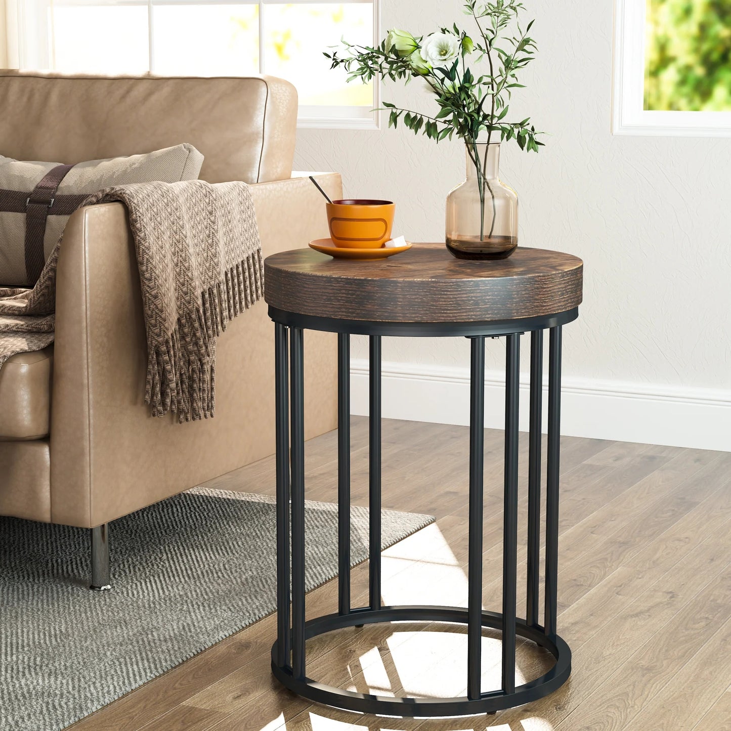 Tribesigns End Table, Modern Round Side Table, Small Nightstand