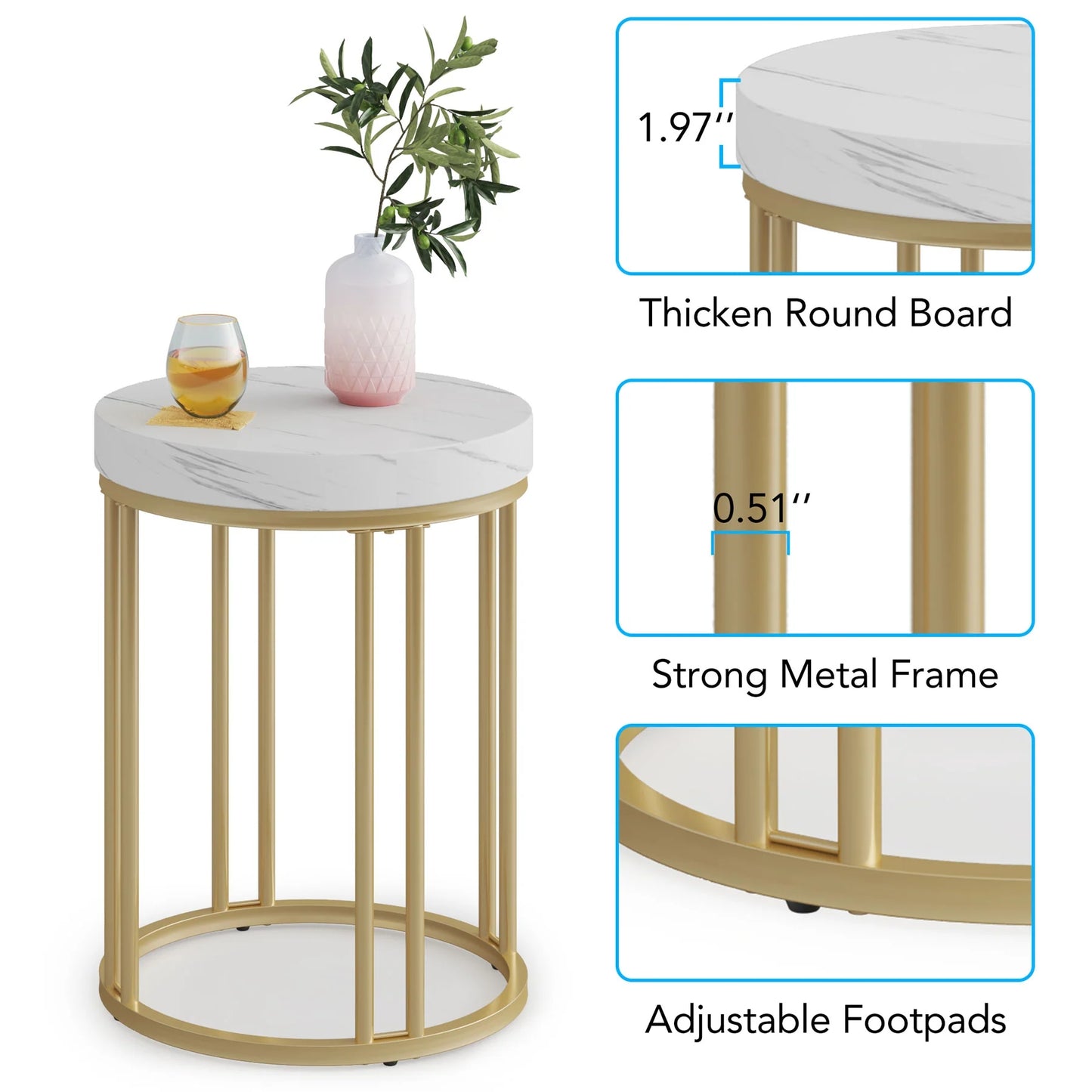 Tribesigns End Table, Modern Round Side Table, Small Nightstand