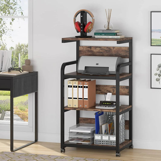 Tribesigns Printer Stand, 4-Shelf Mobile Printer Cart with Storage Shelves