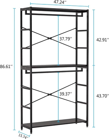 Tribesigns Freestanding Closet Organizer, 86" Garment Rack with Shelves & Hanging Rods