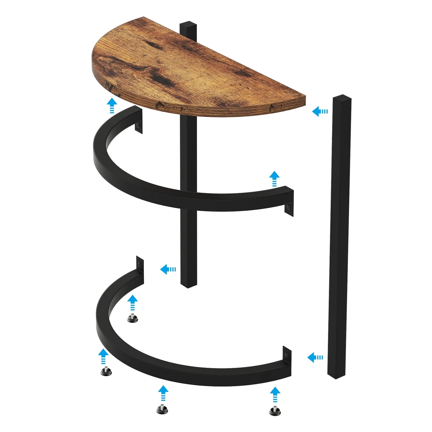 Tribesigns End Table, Half Round Narrow Side Table with Metal Frame