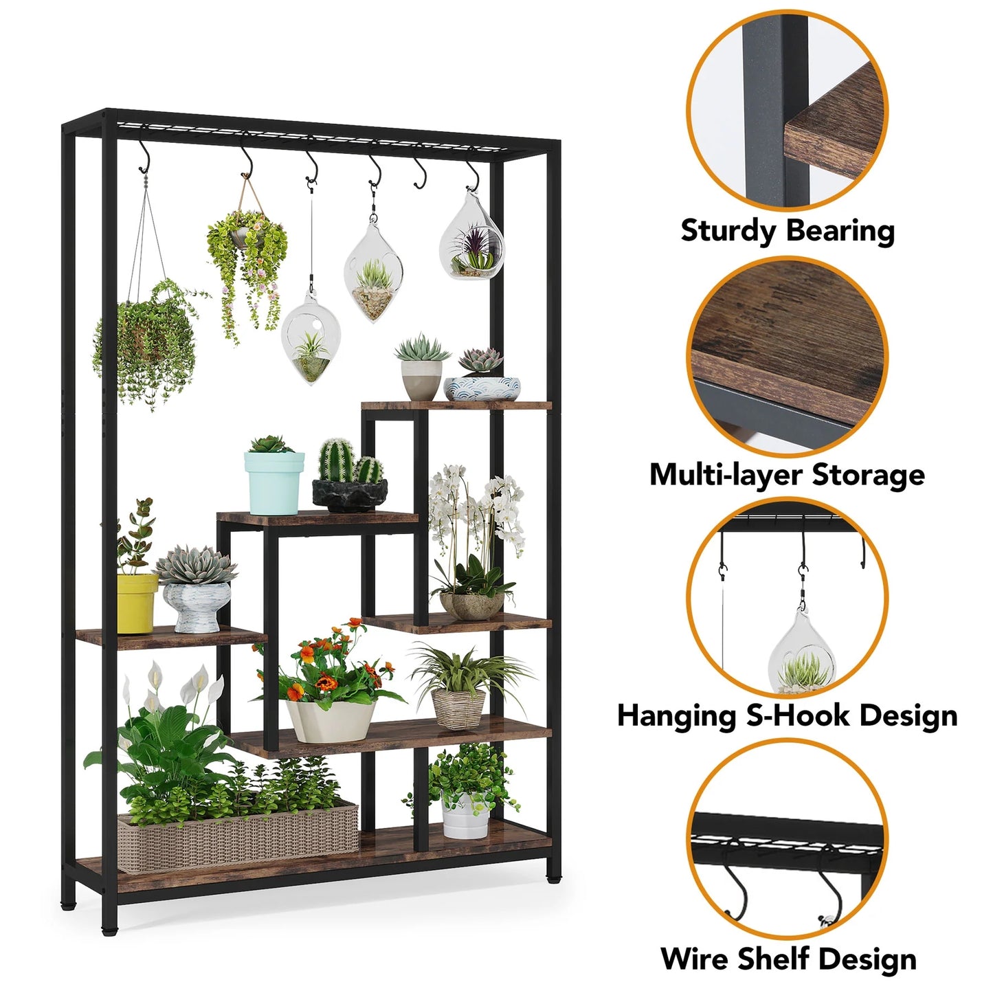 Tribesigns Plant Stand, 70.9" Plant Shelf Flower Bonsai Pots Display Rack