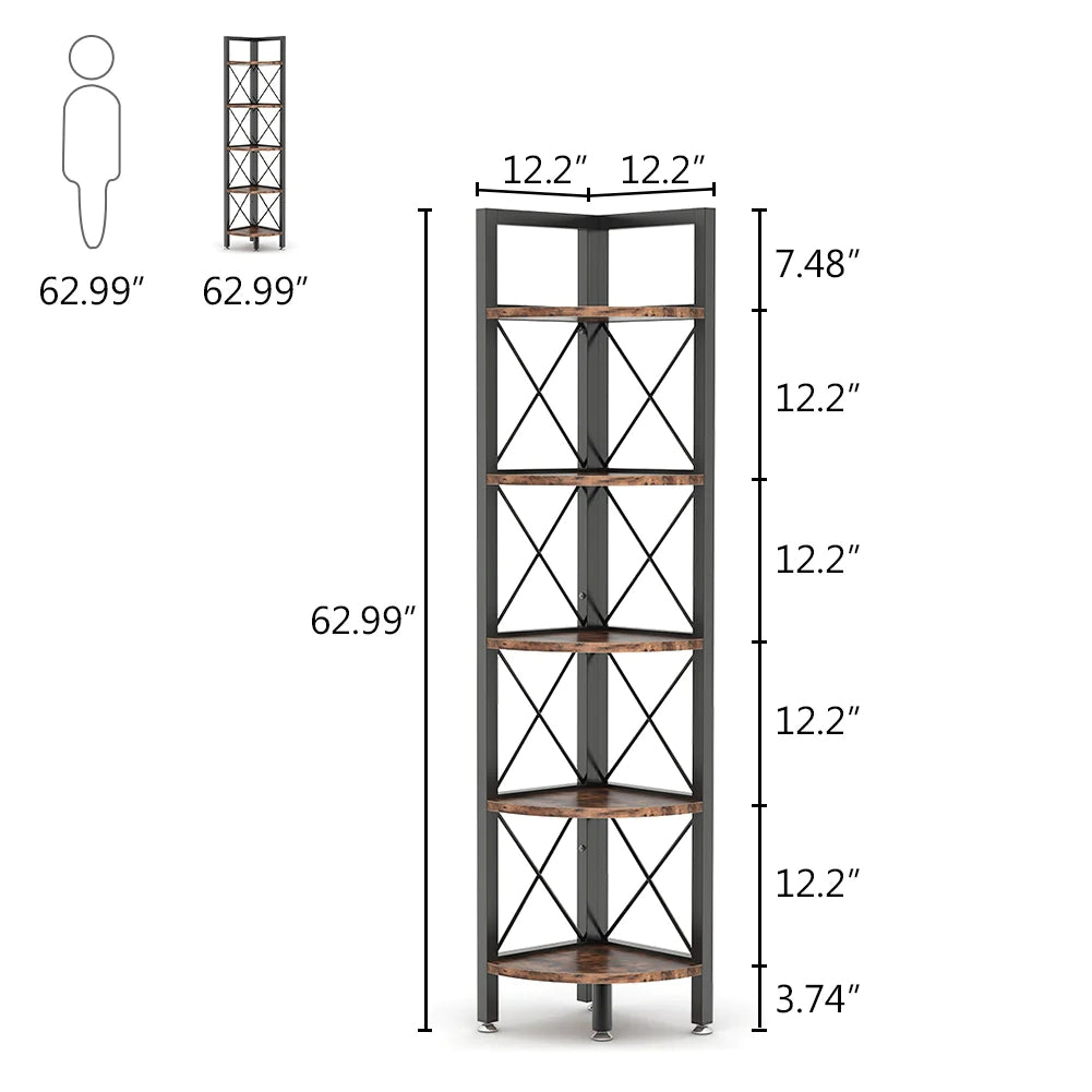 Tribesigns Corner Shelf, 5 Tier / 6Tier Corner Bookshelf Bookcase for Small Space