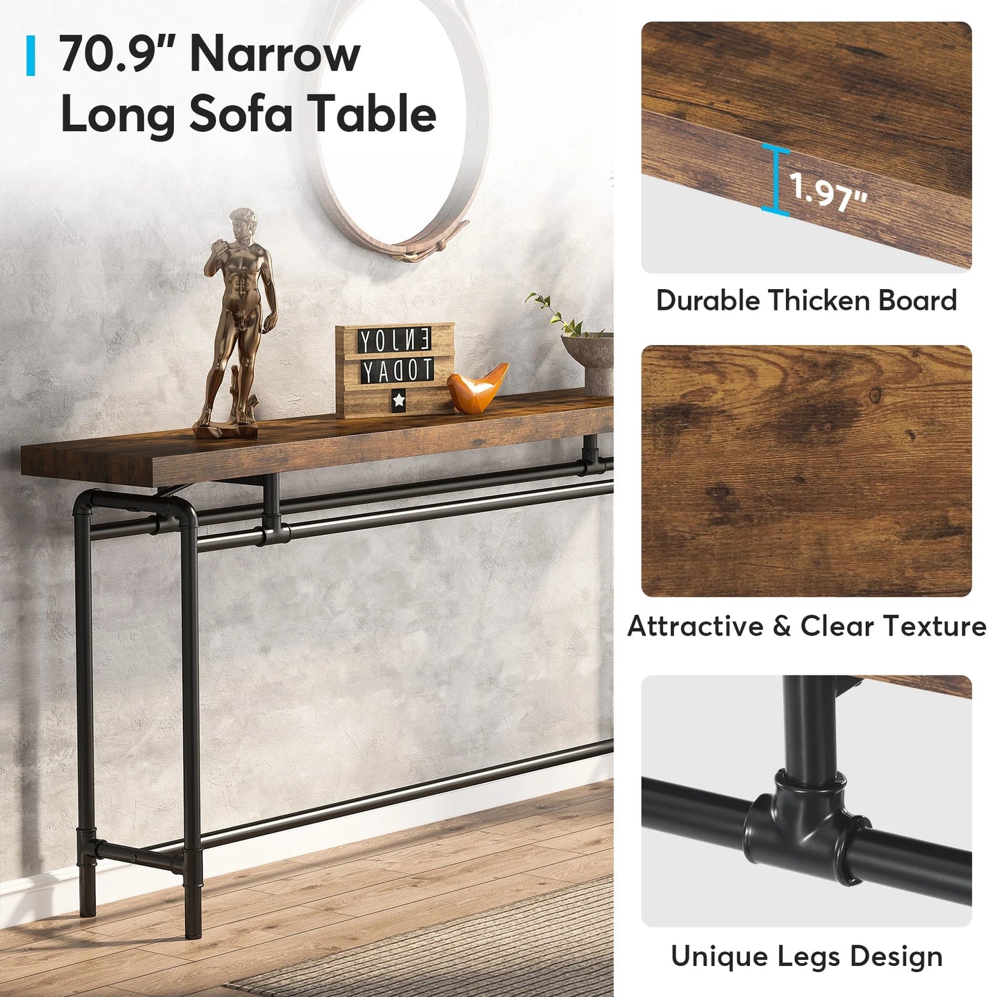 Tribesigns Console Table, 70.9" Narrow Long Entryway Sofa Table