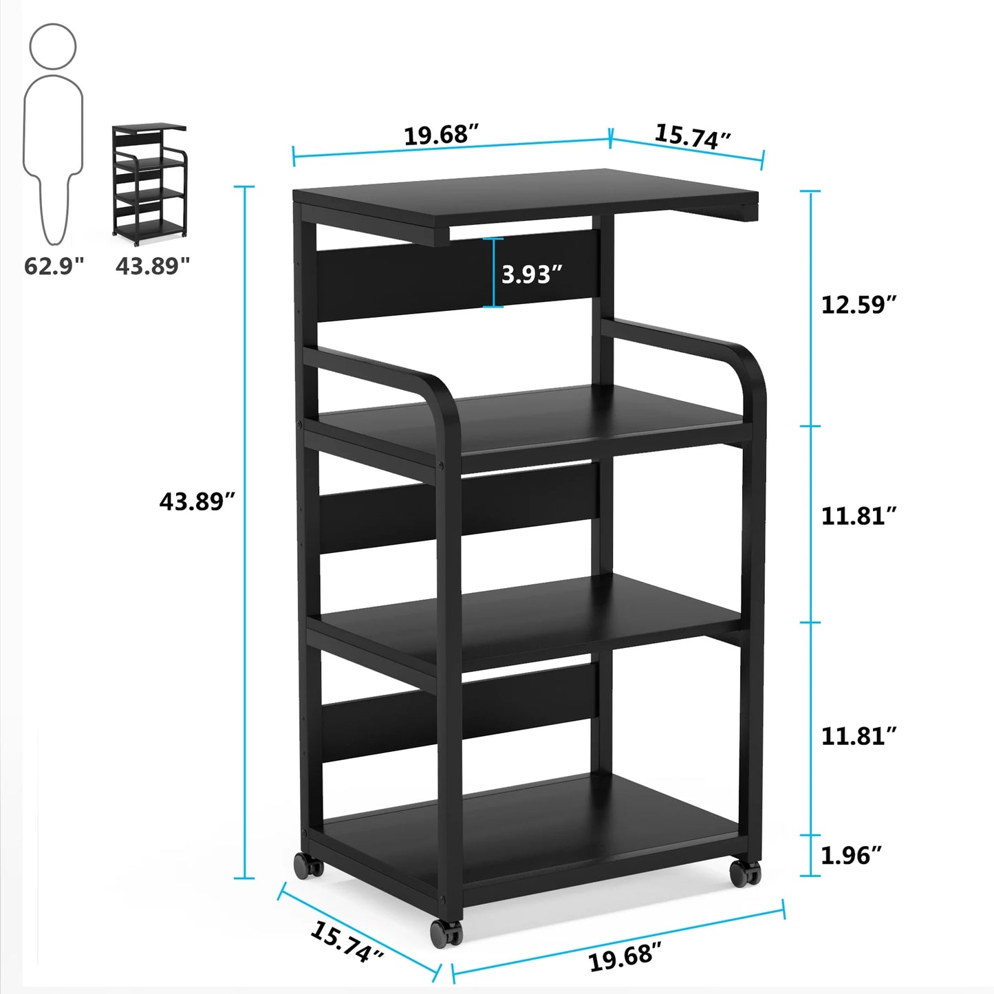 Tribesigns Printer Stand, 4-Shelf Mobile Printer Cart with Storage Shelves