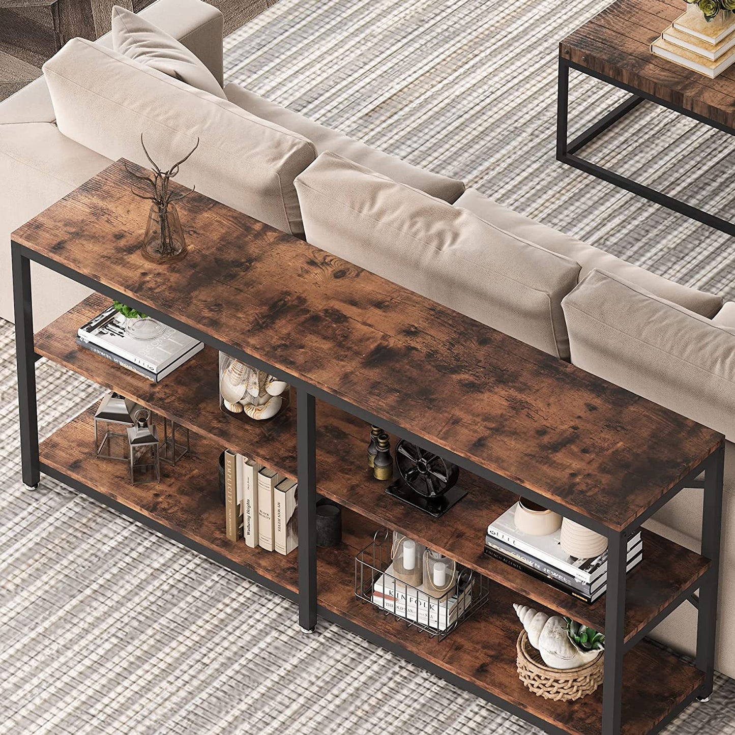 Tribesigns Console Table, 70.9 inch Long Sofa Table with Storage Shelves