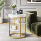 Tribesigns End Table, Round Side Table Nightstand with 3 Tiers Shelves
