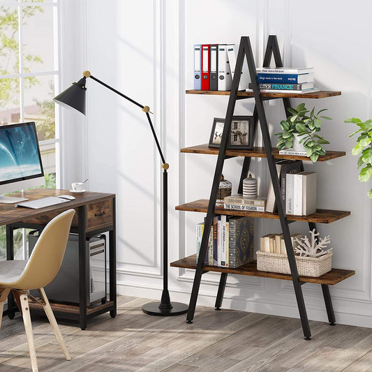 Tribesigns Bookshelf, A-Shaped Bookcase 4-Tier Ladder Display Shelves