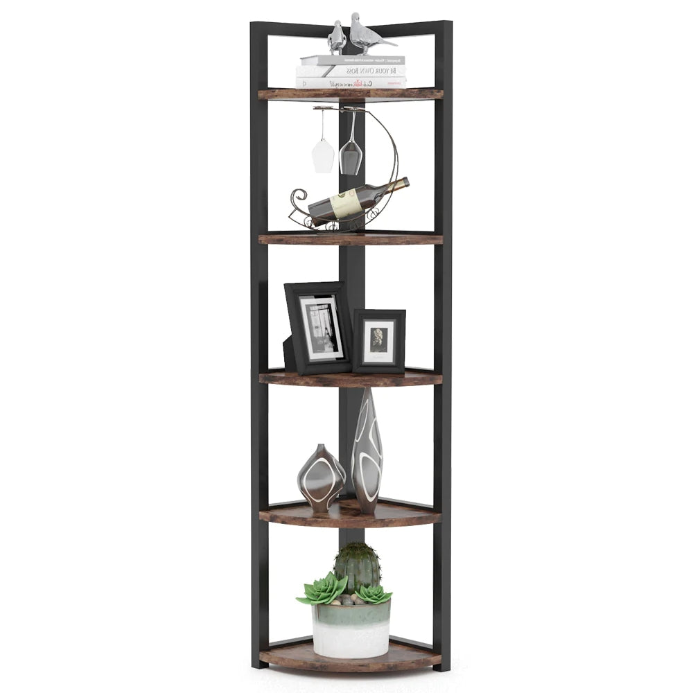 Tribesigns Corner Shelf, 5-Tier Corner Bookshelf Storage Rack Plant Stand