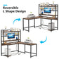 Tribesigns L-Shaped Desk, Reversible Corner Computer Desk with Power Outlet