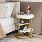 Tribesigns End Table, Round Side Table Nightstand with 3 Tiers Shelves