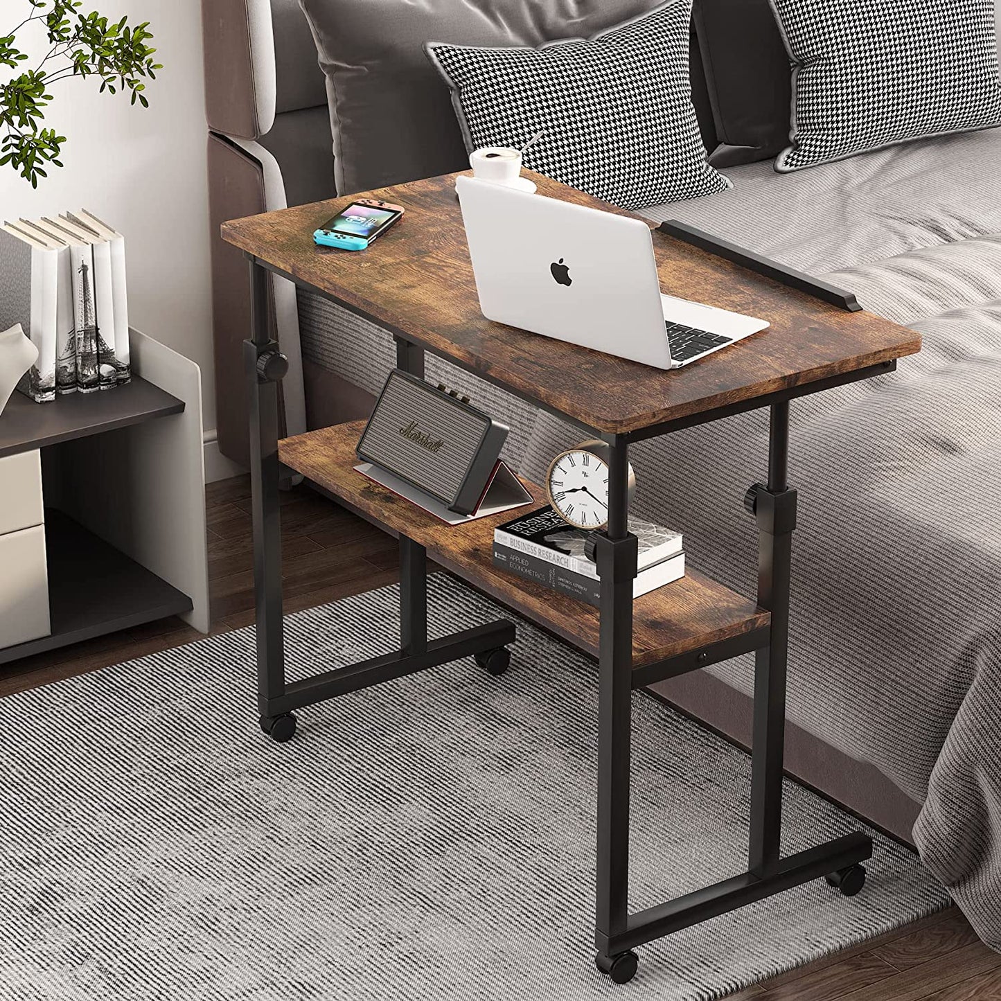 Tribesigns Height Adjustable Desk, Rolling Standing Computer Desk for Sofa Bed