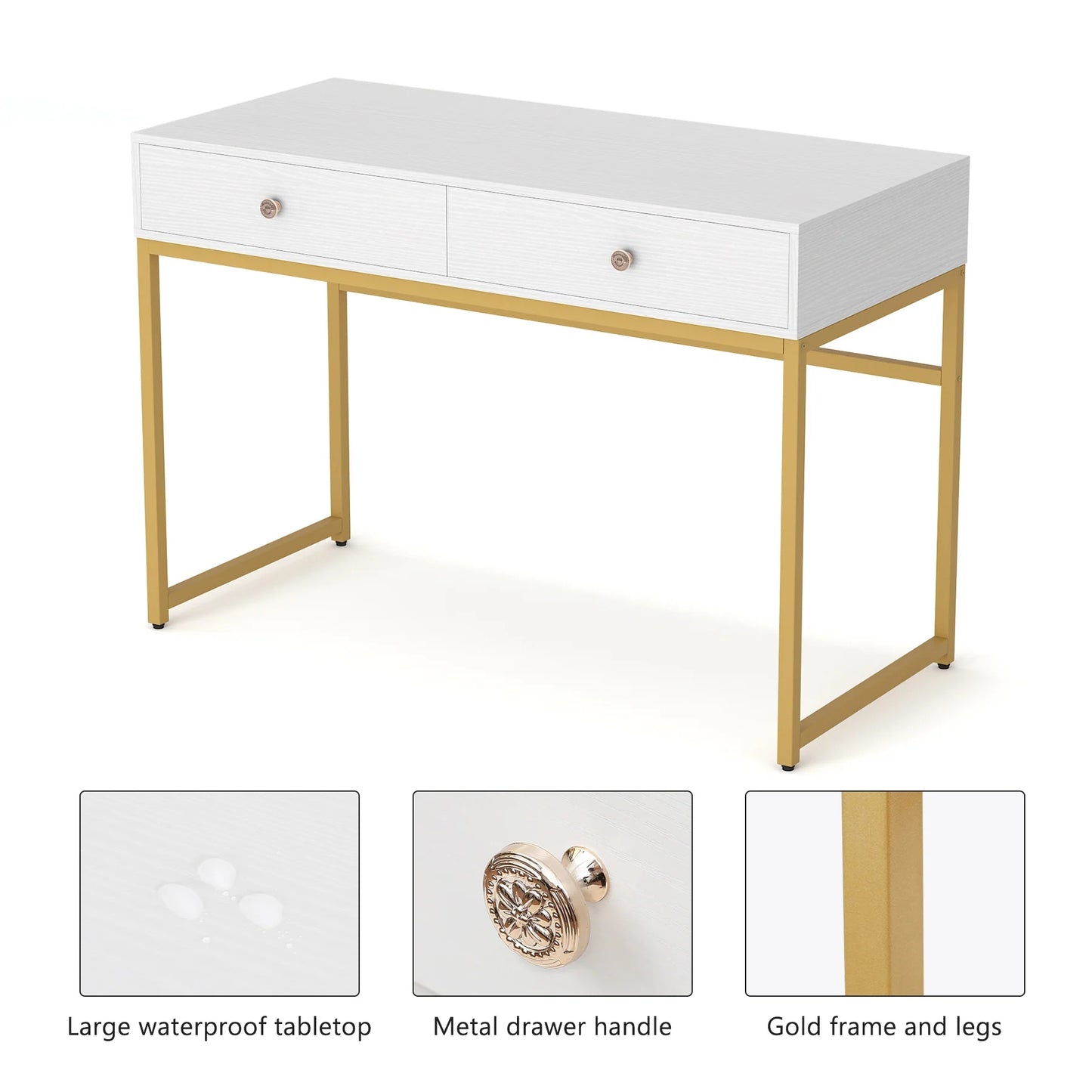 Tribesigns Computer Desk with 2 Drawers, Multifunctional Study Writing Desk