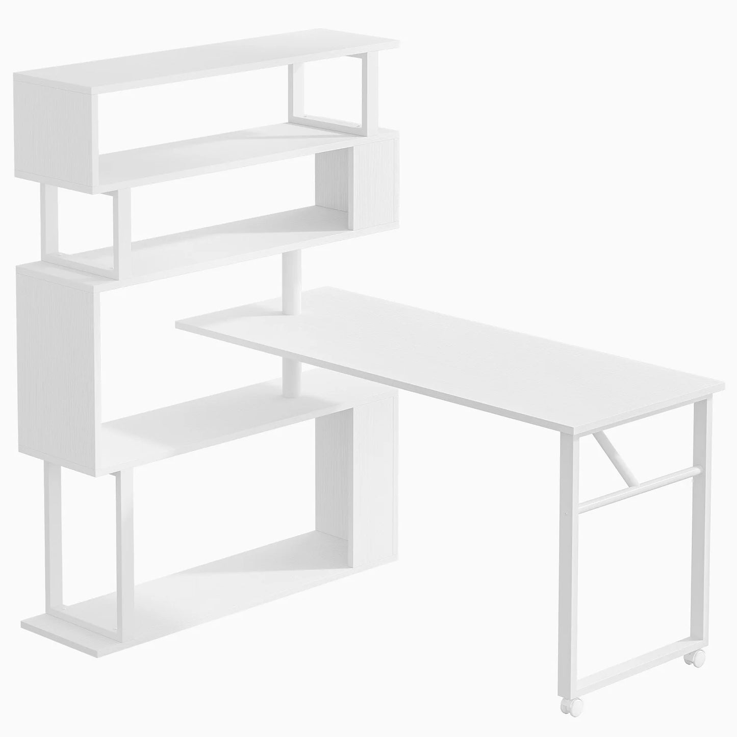 Tribesigns Rotating Desk, Reversible Computer Desk with 5 Shelves