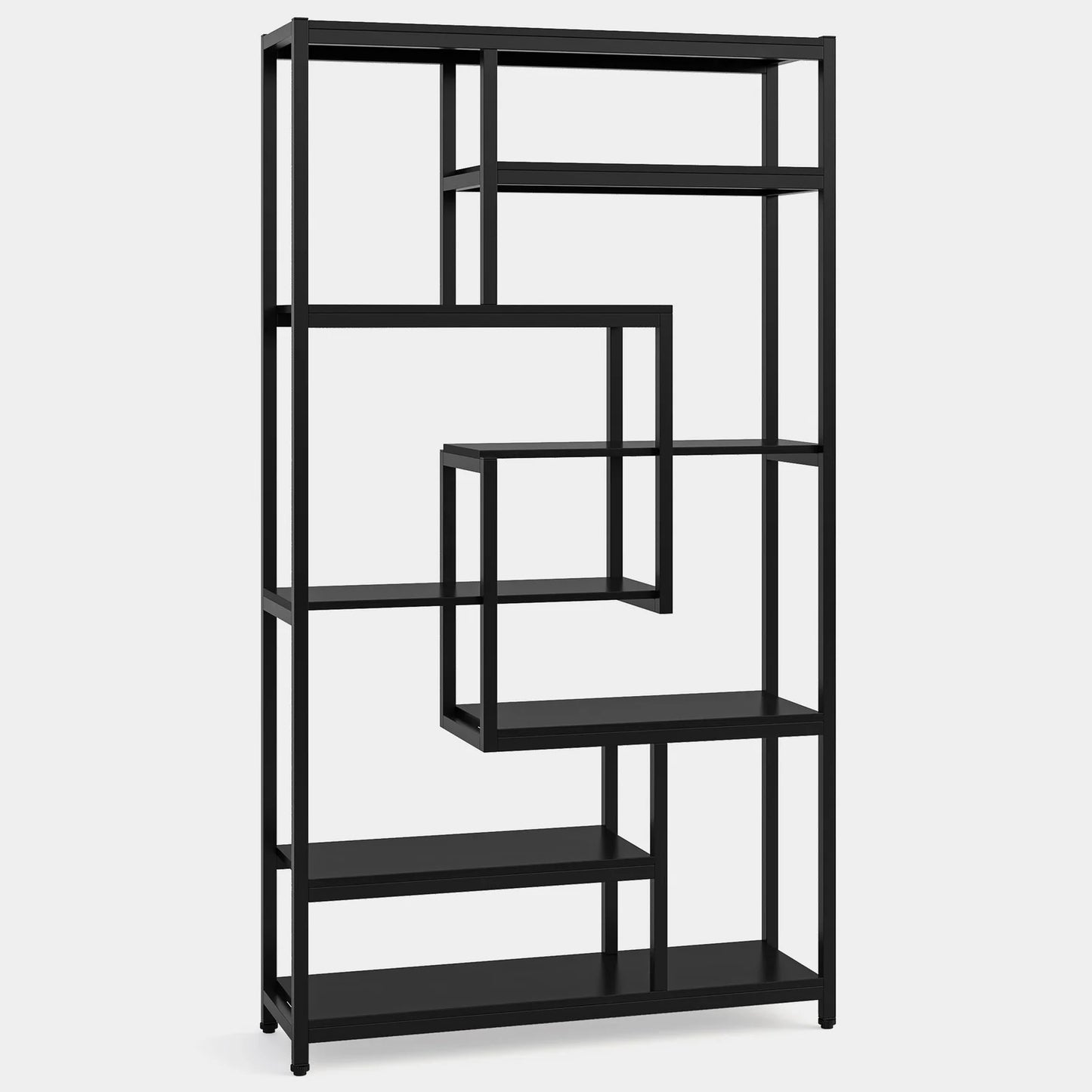 Tribesigns 8-Shelves Staggered Bookshelf, Industrial Etagere Bookcase