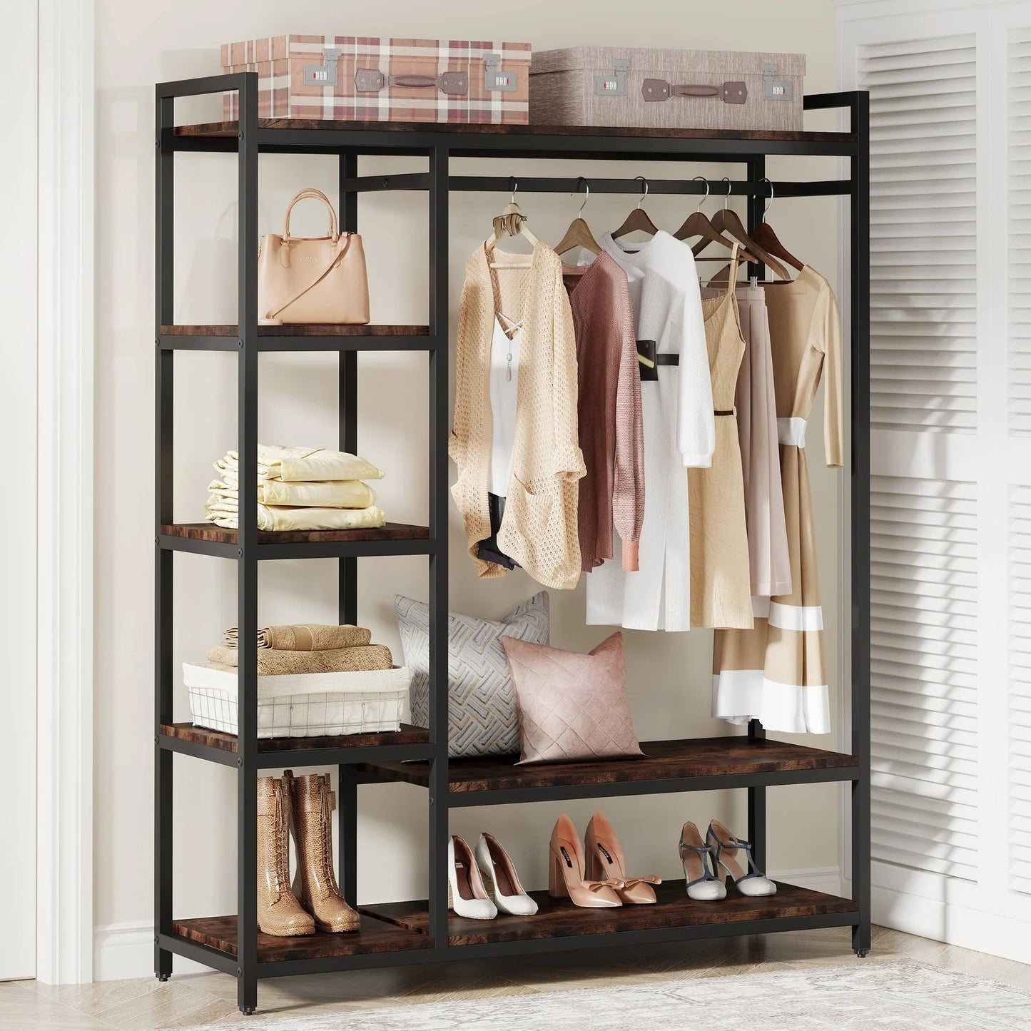 Tribesigns Freestanding Closet Organizer, Portable Garment Rack