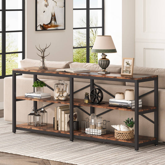 Tribesigns Console Table, 70.9 inch Long Sofa Table with Storage Shelves