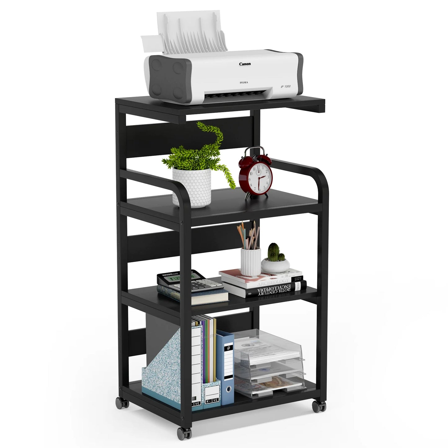 Tribesigns Printer Stand, 4-Shelf Mobile Printer Cart with Storage Shelves