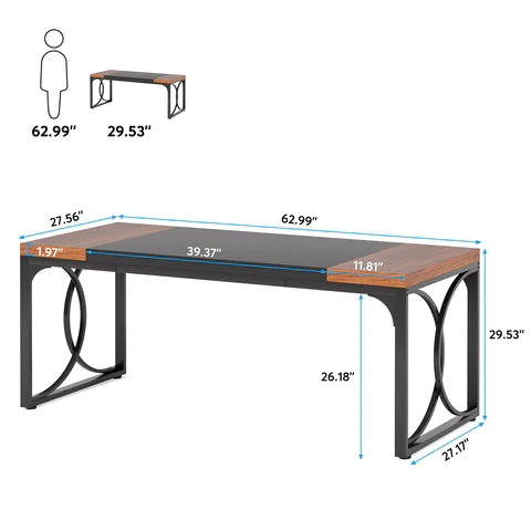 Tribesigns Executive Desk, 62.99" Office Computer Desk with Metal Frame
